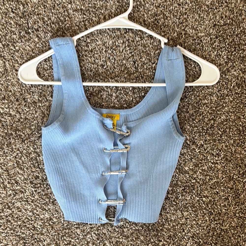 Daisy Blue Ribbed Crop Top